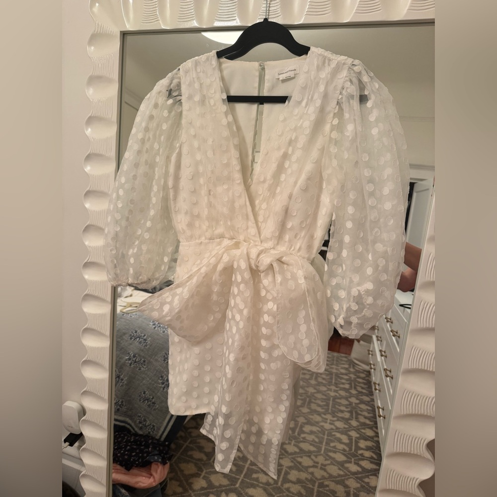 Lovers + Friends Sheer White Polka Dot Dress